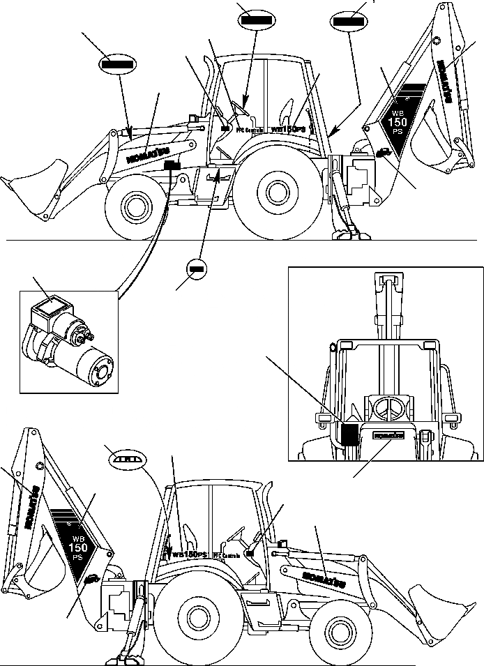 Схема запчастей Komatsu WB150PS-2N - FIG. U-A ТАБЛИЧКИS - IDENTIFICATION И УПРАВЛ-ЕS МАРКИРОВКА