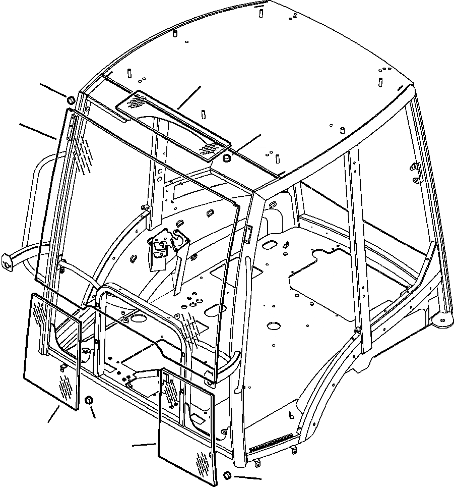 Схема запчастей Komatsu WB156PS-5 - K-A КАБИНА ASSEMBLY ПЕРЕДН. СТЕКЛА OPERATORS ОБСТАНОВКА И УПРАВЛ-ЕS