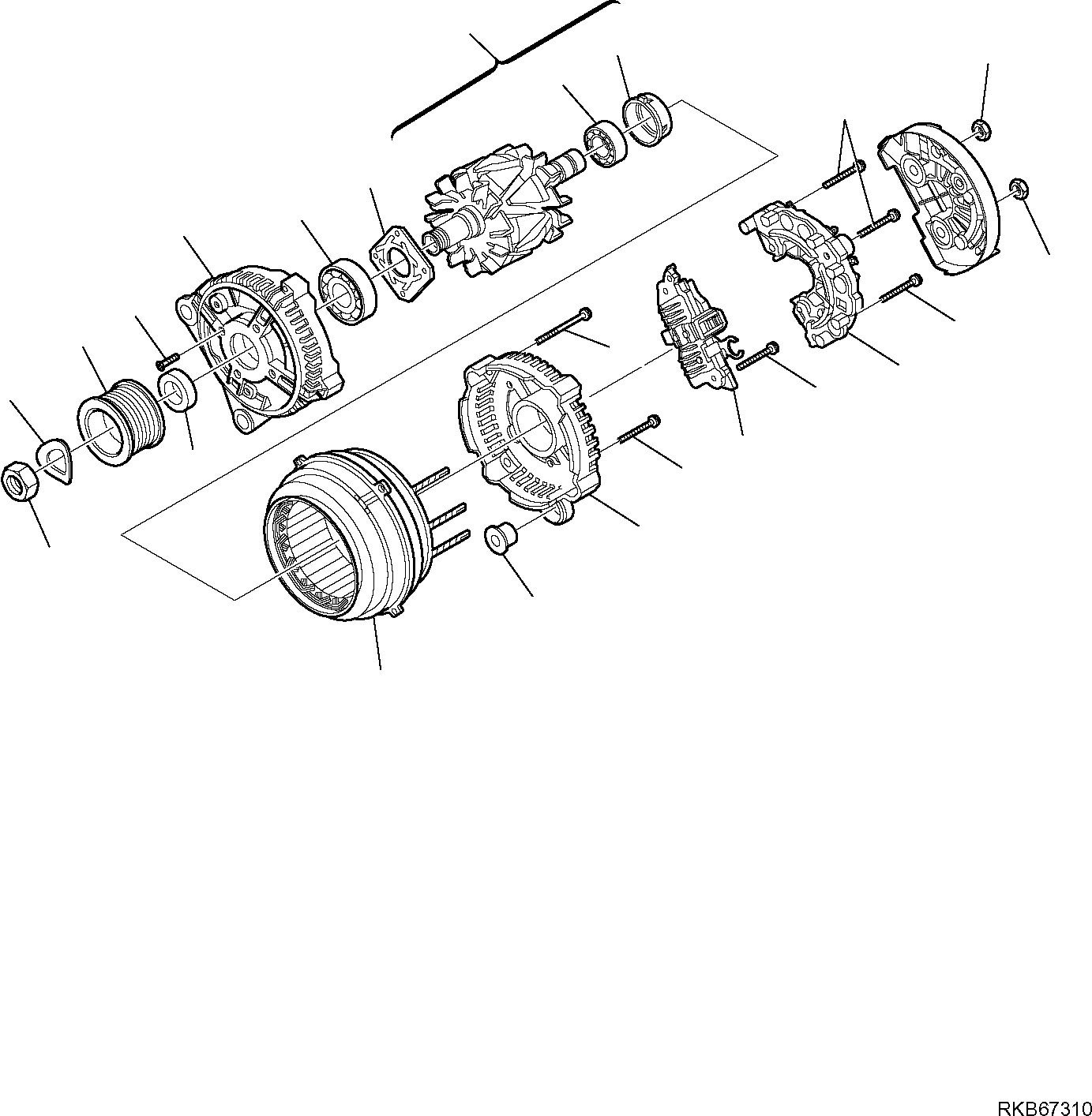 Схема запчастей Komatsu WB93R-5E0 - ГЕНЕРАТОР (/) ДВИГАТЕЛЬ