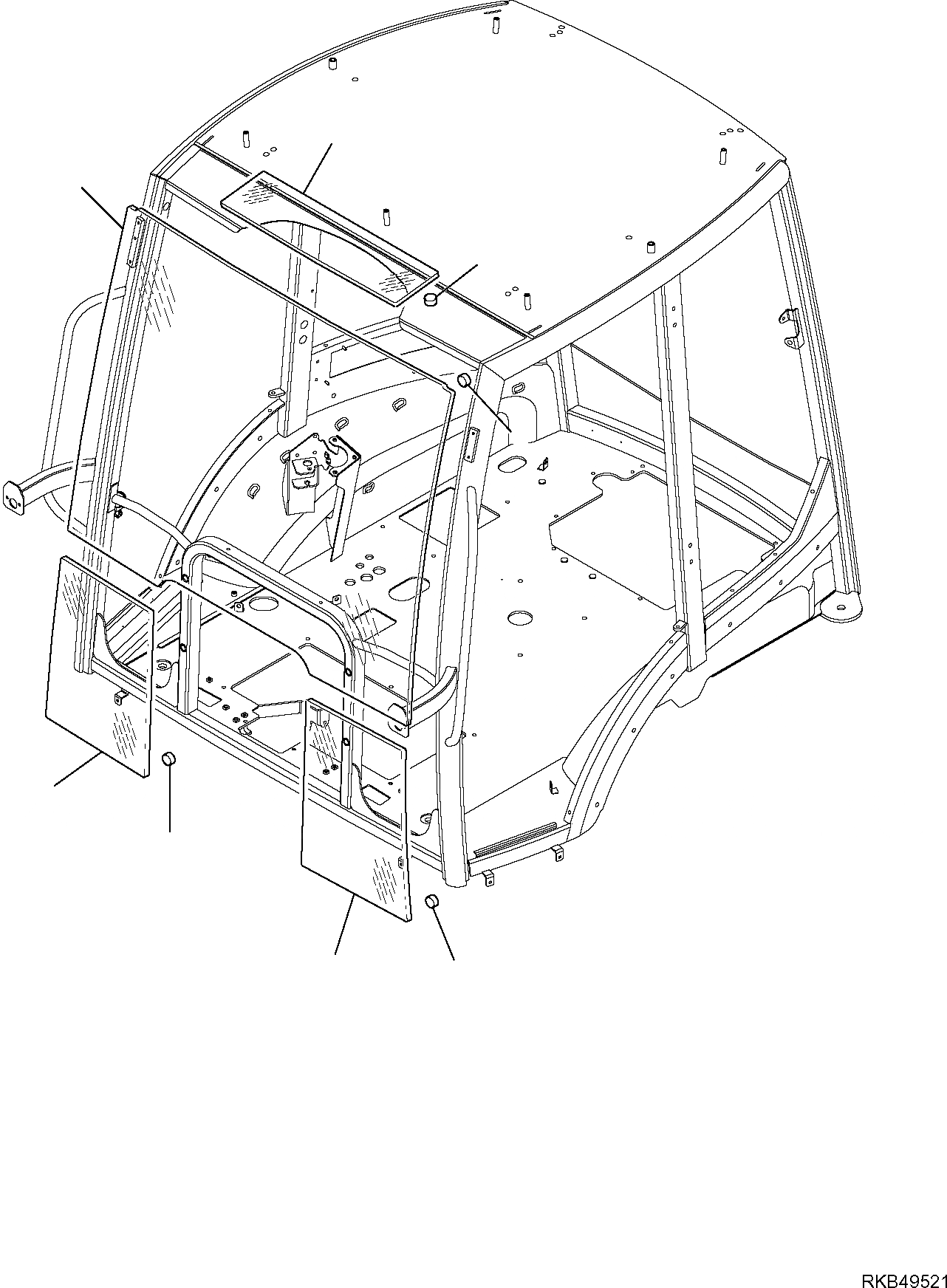 Схема запчастей Komatsu WB93R-5E0 - КАБИНА (/) ЧАСТИ КОРПУСА И КАБИНА