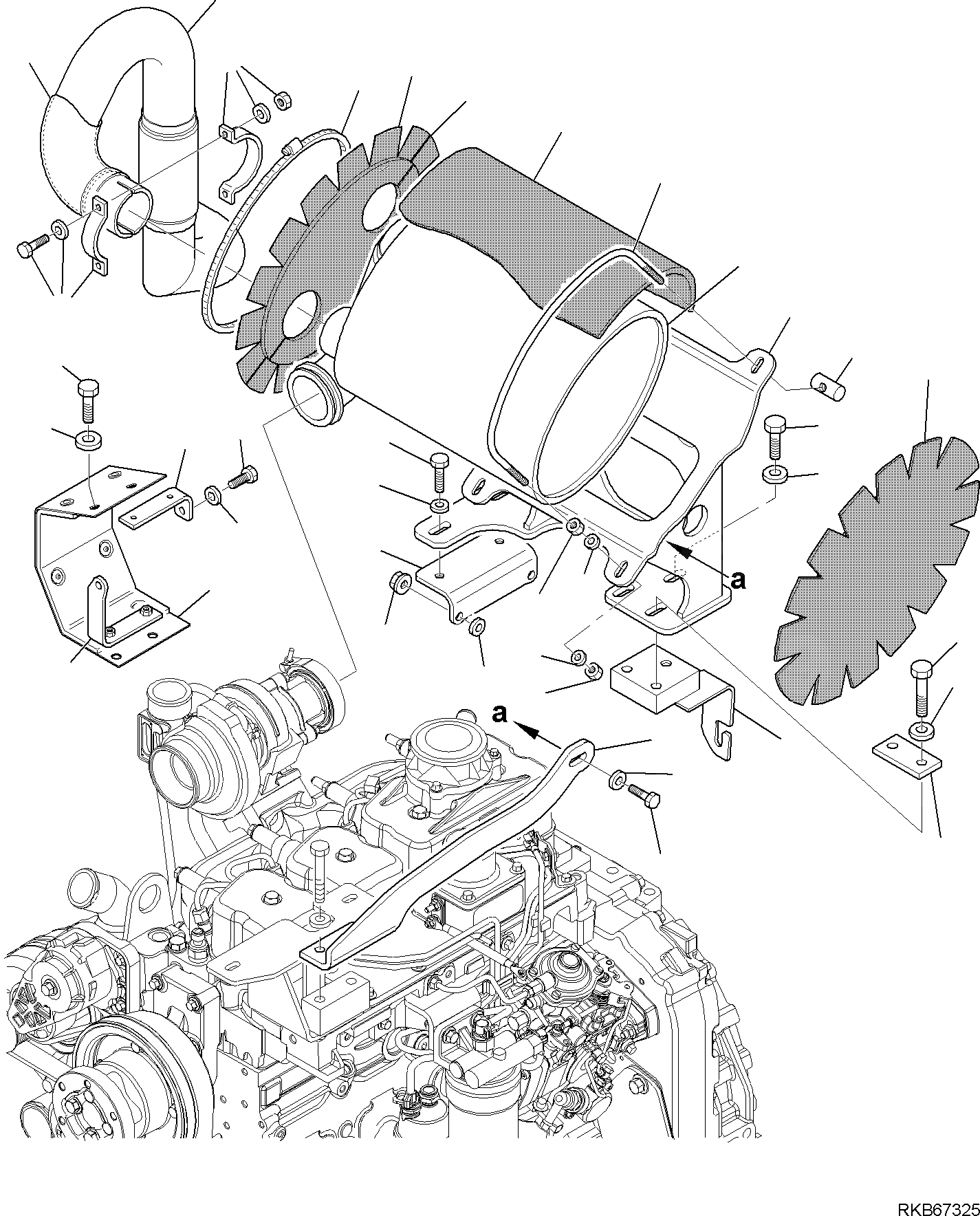 Схема запчастей Komatsu WB93R-5E0 - ГЛУШИТЕЛЬ (/) КОМПОНЕНТЫ ДВИГАТЕЛЯ И ЭЛЕКТРИКА