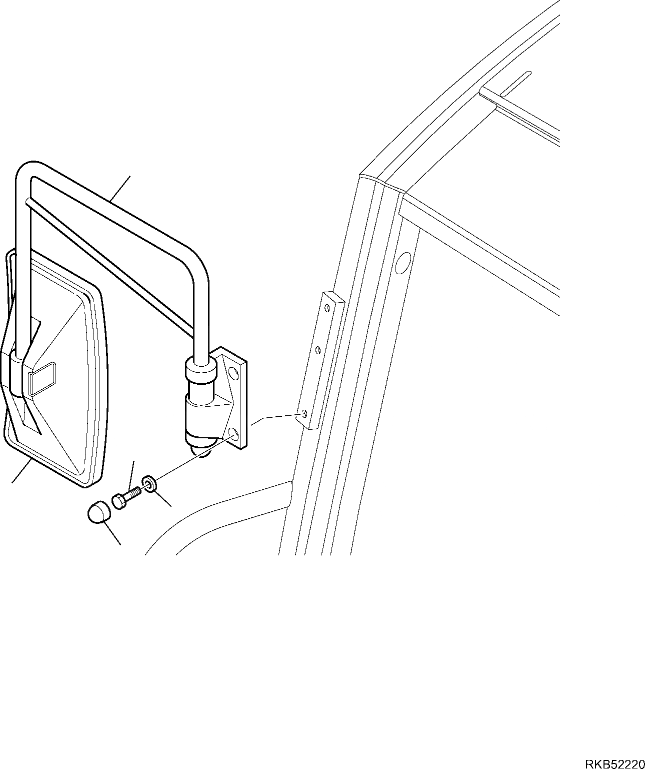 Схема запчастей Komatsu WB93R-5E0 - ПРАВ. VIEW MIRROR ЧАСТИ КОРПУСА И КАБИНА