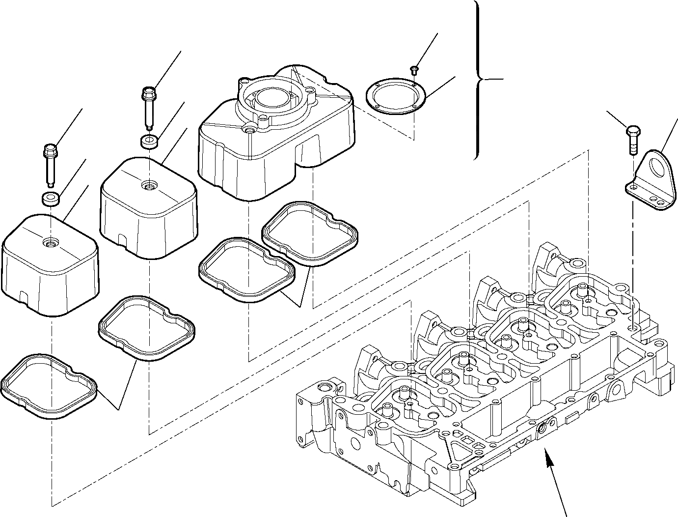Схема запчастей Komatsu WB93S-5 - ГОЛОВКА ЦИЛИНДРОВ КРЫШКИ (/) ДВИГАТЕЛЬ
