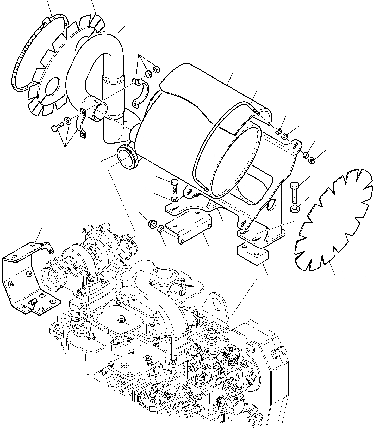 Схема запчастей Komatsu WB93S-5 - ГЛУШИТЕЛЬ (/) КОМПОНЕНТЫ ДВИГАТЕЛЯ И ЭЛЕКТРИКА