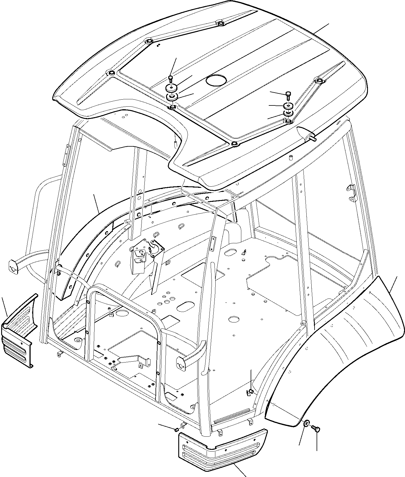 Схема запчастей Komatsu WB93S-5 - КАБИНА (9/) ЧАСТИ КОРПУСА И КАБИНА