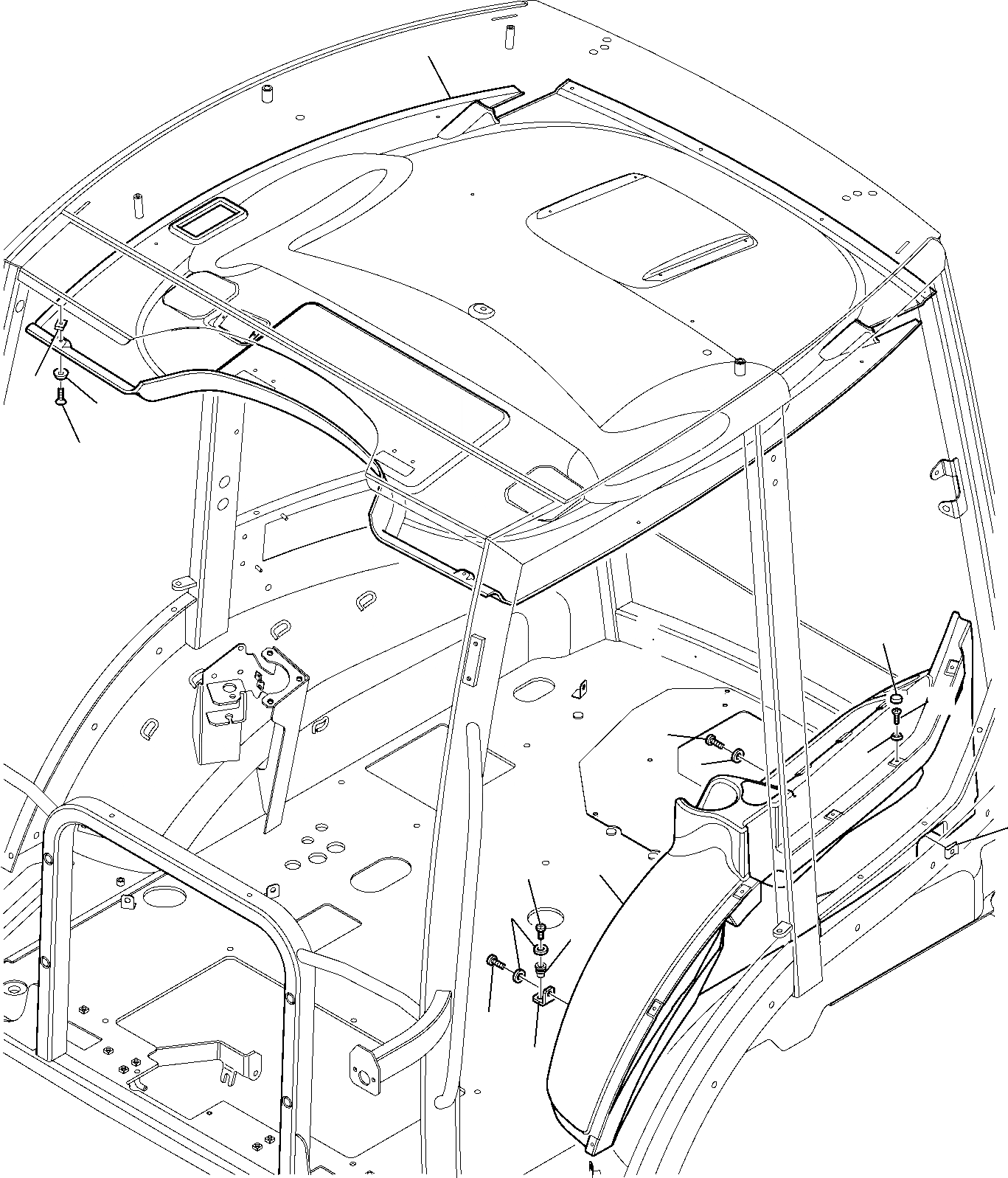 Схема запчастей Komatsu WB93S-5 - КАБИНА (С ПОДОГРЕВ. И СЕРВОУПРАВЛ.) (/) ЧАСТИ КОРПУСА И КАБИНА