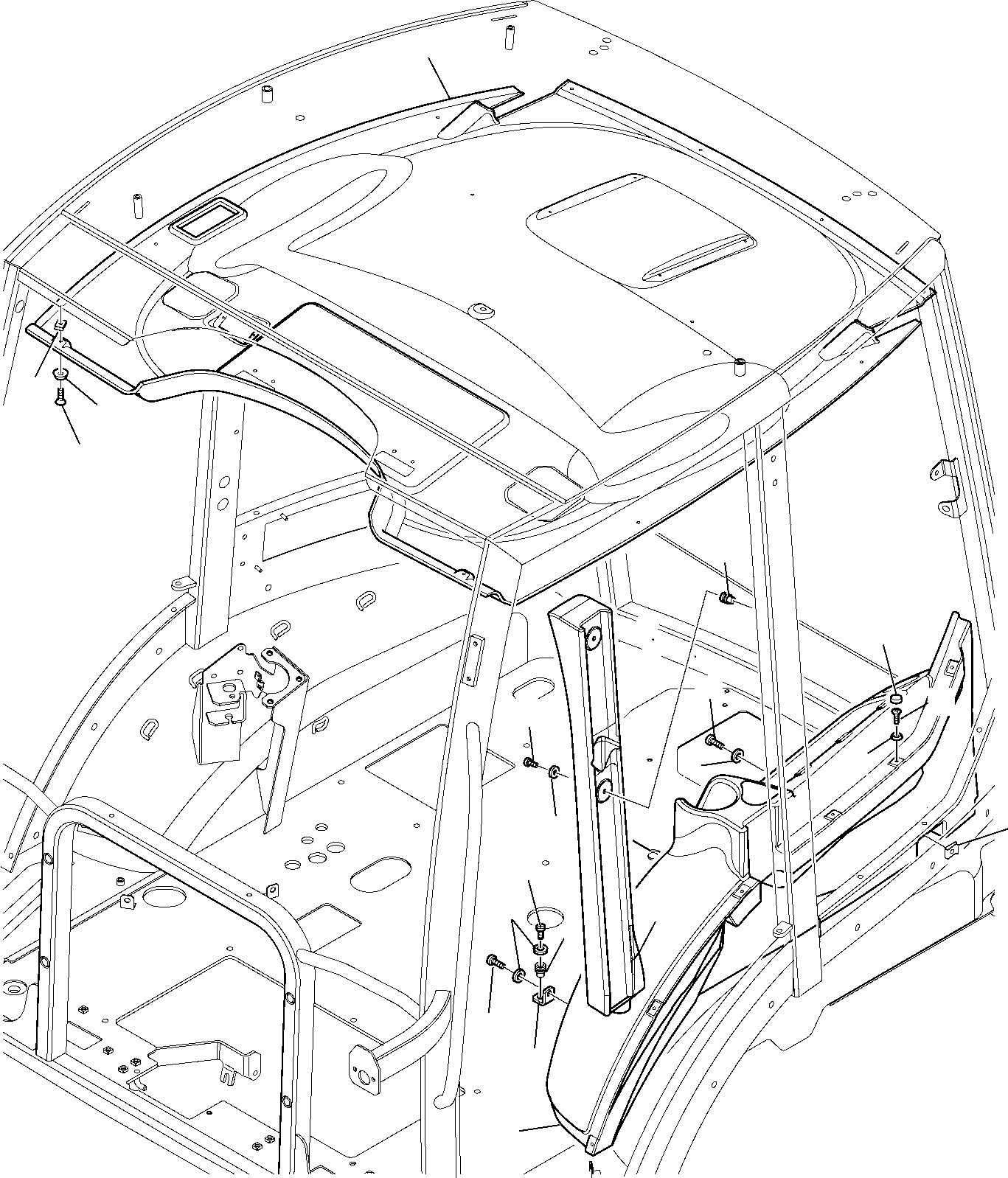 Схема запчастей Komatsu WB93S-5 - КАБИНА (С КОНДИЦ. И СЕРВОУПРАВЛ.) (/) ЧАСТИ КОРПУСА И КАБИНА