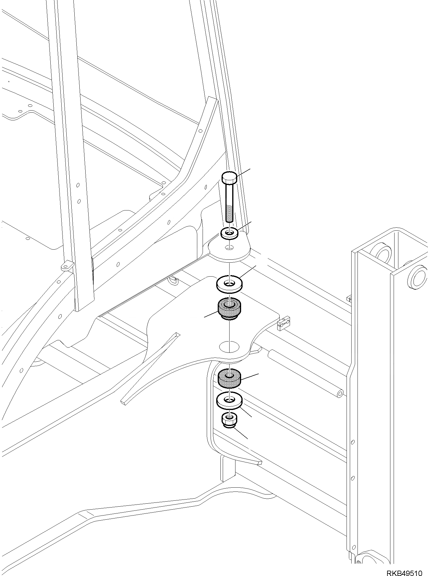 Схема запчастей Komatsu WB93S-5E0 - КАБИНА КРЕПЛЕНИЕ ЧАСТИ КОРПУСА И КАБИНА