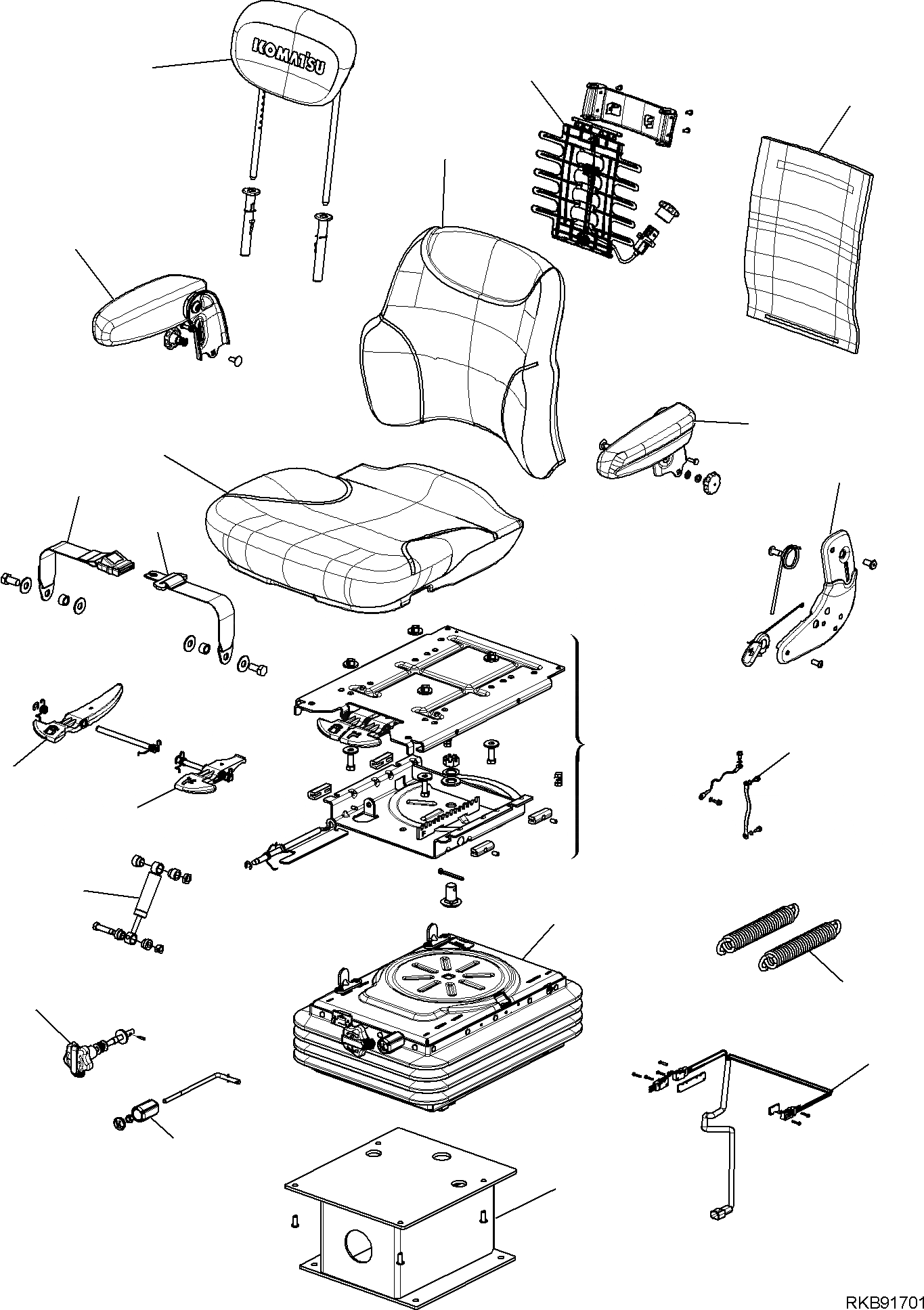 Схема запчастей Komatsu WB93S-5E0 - СИДЕНЬЕ ОПЕРАТОРА (SEARS СИДЕНЬЕING) (/) ЧАСТИ КОРПУСА И КАБИНА