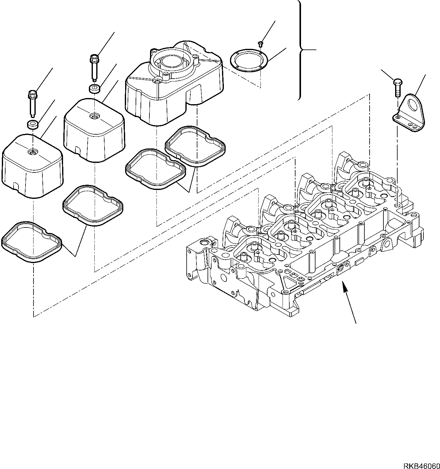 Схема запчастей Komatsu WB93S-5E0 - ГОЛОВКА ЦИЛИНДРОВ КРЫШКИ (/) ДВИГАТЕЛЬ