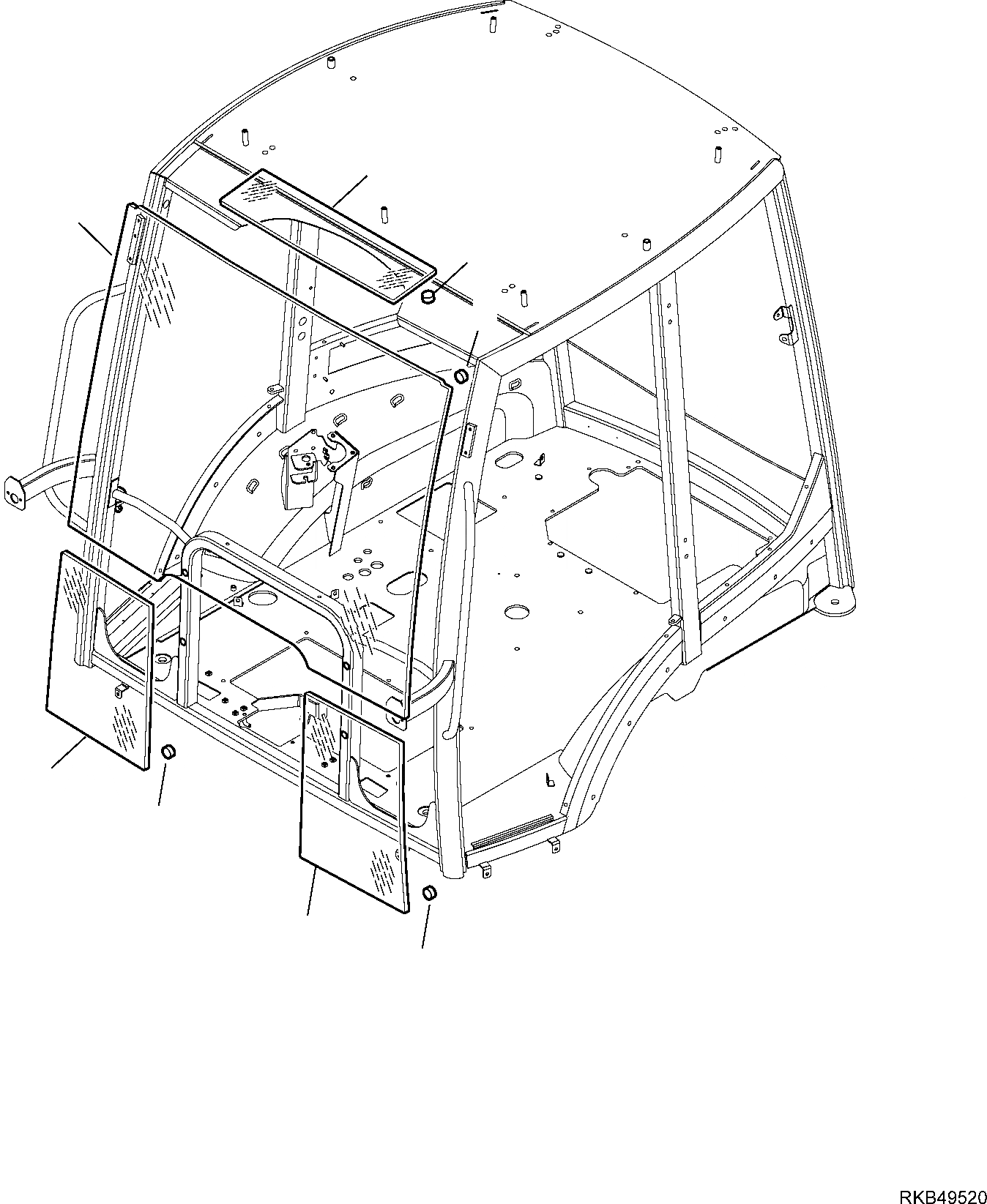 Схема запчастей Komatsu WB97R-5E0 - КАБИНА (/) ЧАСТИ КОРПУСА И КАБИНА