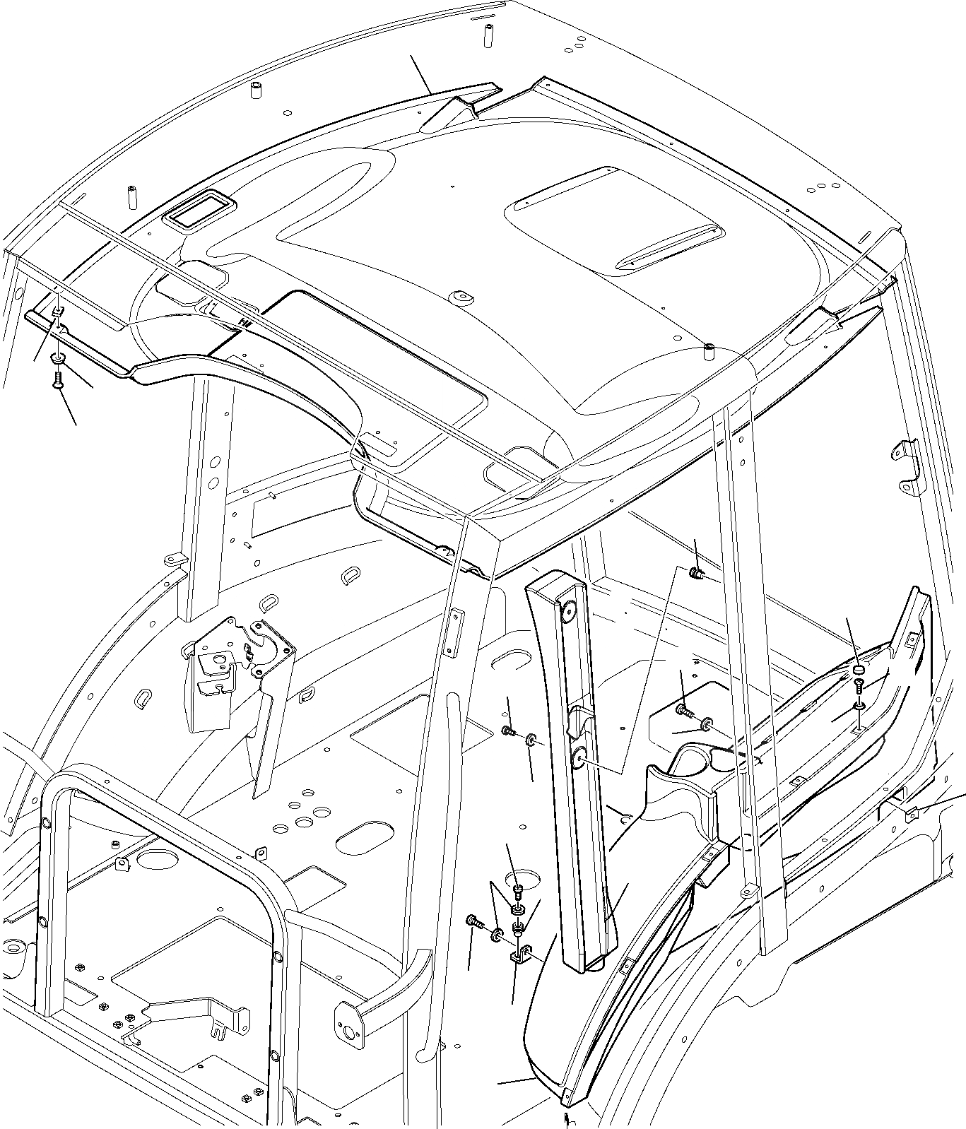 Схема запчастей Komatsu WB97S-5 - КАБИНА (С КОНДИЦ.) (/7) ЧАСТИ КОРПУСА И КАБИНА