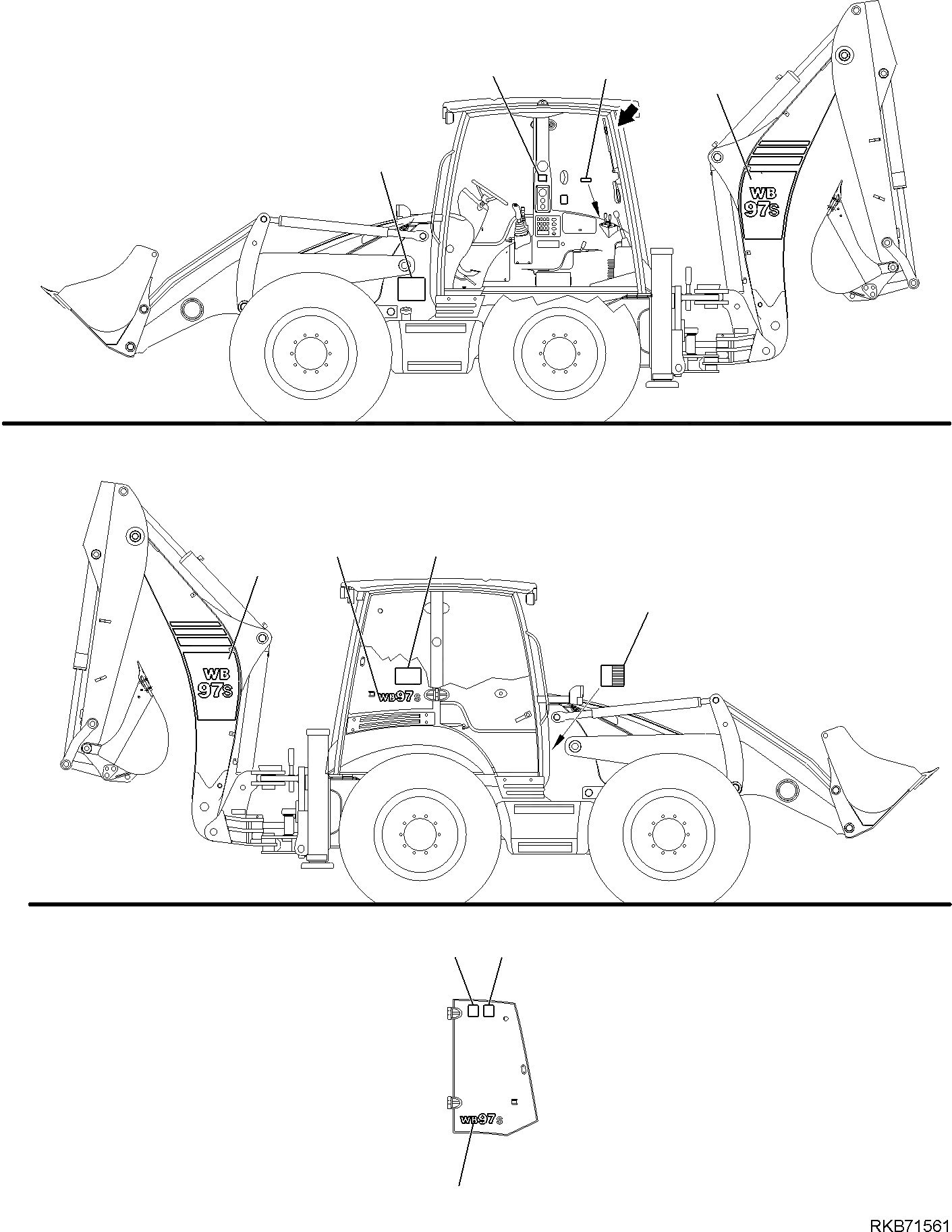 Схема запчастей Komatsu WB97S-5E0 - МАРКИРОВКА (/) МАРКИРОВКА