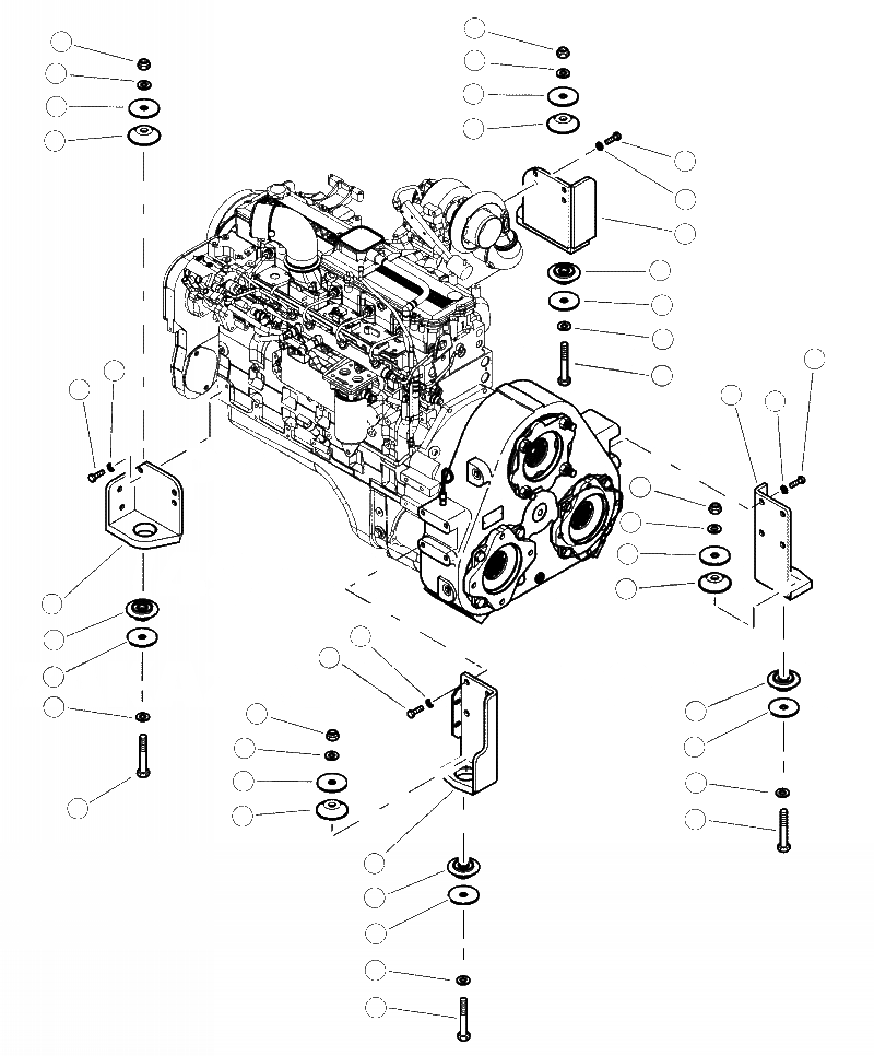 Схема запчастей Komatsu XT430L-2 - B-A КРЕПЛЕНИЕ ДВИГАТЕЛЯ КОМПОНЕНТЫ ДВИГАТЕЛЯ