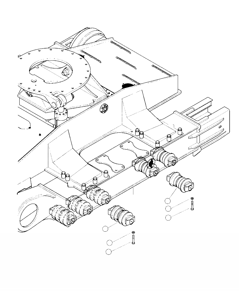 Схема запчастей Komatsu XT430L-2 - R-A ОПОРНЫЙ КАТОК КРЕПЛЕНИЕ НИЖН.CARRIAGE