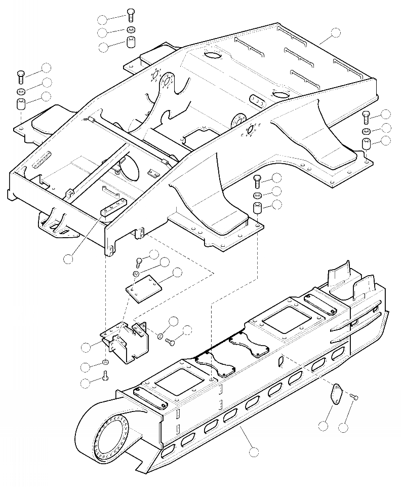 Схема запчастей Komatsu XT430L-2 - R-A ГУСЕНИЧНАЯ РАМА НИЖН.CARRIAGE