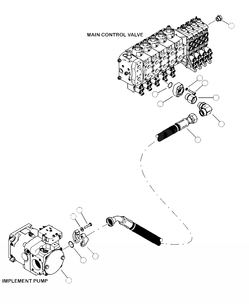 Схема запчастей Komatsu XT450L-2 - H-A IMPLEMENT НАСОС PRESSURE ЛИНИЯ - ОСНОВН. УПРАВЛЯЮЩ. КЛАПАН ГИДРАВЛИКА