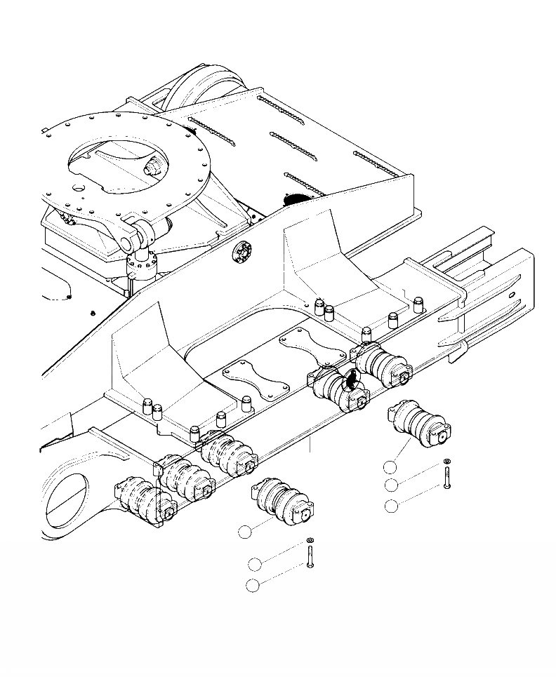 Схема запчастей Komatsu XT450L-2 - R-A ОПОРНЫЙ КАТОК КРЕПЛЕНИЕ НИЖН.CARRIAGE