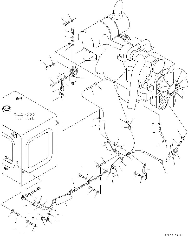 Схема запчастей Komatsu PC200-6S - ТОПЛИВНАЯ ЛИНИЯ (С ВОДООТДЕЛИТЕЛЕМ) (МОРОЗОУСТОЙЧИВ. СПЕЦ-Я (A) СПЕЦ-Я.)(№C-) ТОПЛИВН. БАК. AND КОМПОНЕНТЫ