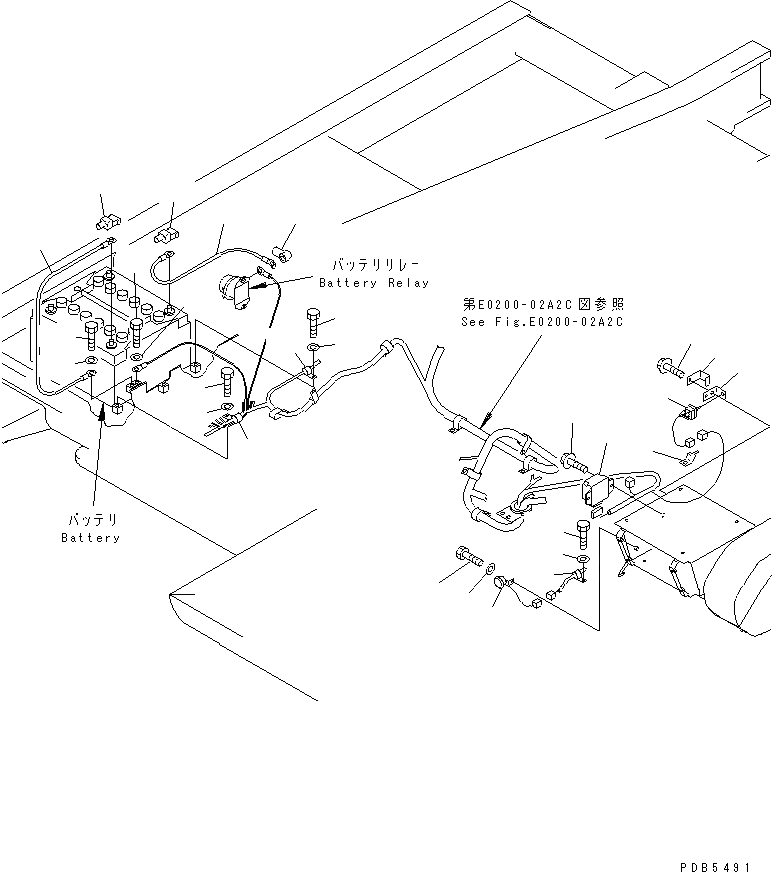 Схема запчастей Komatsu PC200-6S - ЭЛЕКТРОПРОВОДКА (АККУМУЛЯТОРН. ОТСЕК)(№C-) ЭЛЕКТРИКА