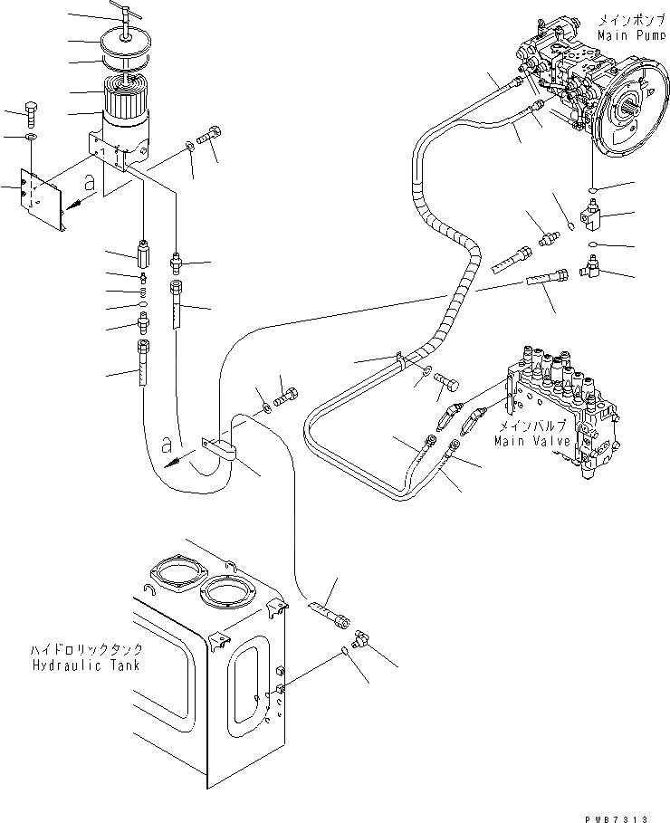 Схема запчастей Komatsu PC200-6S - ЛИНИЯ LS(С BY-PASS ФИЛЬТР.)(№C-) ГИДРАВЛИКА