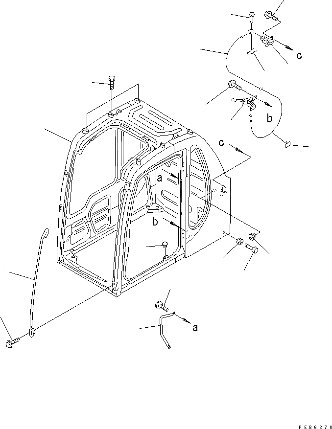Схема запчастей Komatsu PC200-6S - КАБИНА (КАБИНА¤ РУЧКА И ФИКСАТОР ОТКРЫТИЯ)(№C-) КАБИНА ОПЕРАТОРА И СИСТЕМА УПРАВЛЕНИЯ
