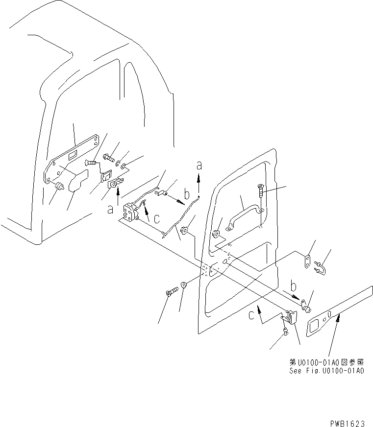 Схема запчастей Komatsu PC200-6S - КАБИНА (ЗАМОК ДВЕРИ)(№C-) ОСНОВН. КОМПОНЕНТЫ И РЕМКОМПЛЕКТЫ