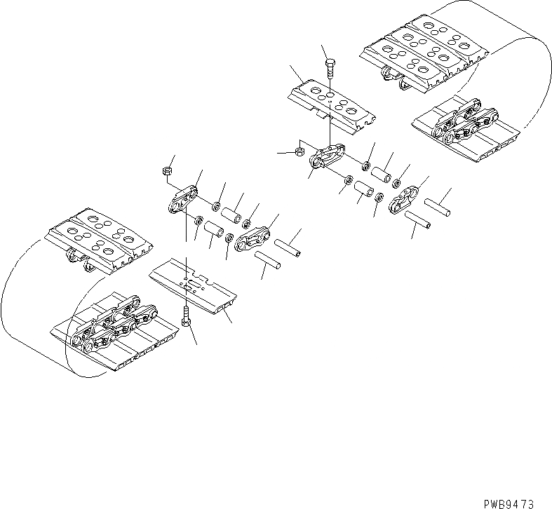 Схема запчастей Komatsu PC200-6S - ГУСЕНИЦЫ (РЕЗИН. ПОДУШКА ТИП) (MM ШИР.) ХОДОВАЯ