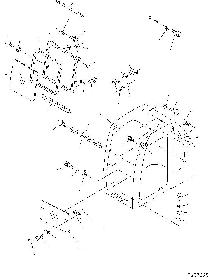 Схема запчастей Komatsu PC200-6S - КАБИНА (ПЕРЕДН. ОКНА) (С ПРОЗРАЧН. КРЫША)(№C-) ОСНОВН. КОМПОНЕНТЫ И РЕМКОМПЛЕКТЫ