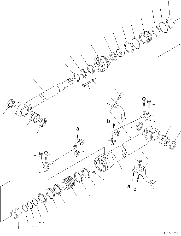Схема запчастей Komatsu PC200-6S - ЦИЛИНДР СТРЕЛЫ(№C-) ОСНОВН. КОМПОНЕНТЫ И РЕМКОМПЛЕКТЫ