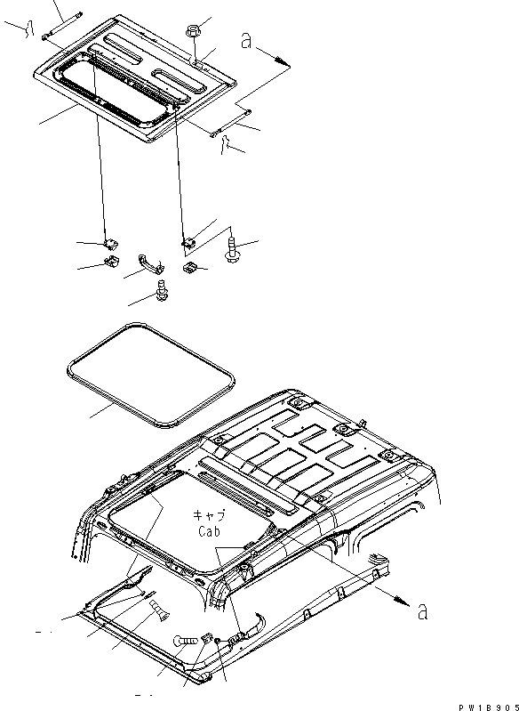 Схема запчастей Komatsu PC200-7 - КАБИНА (ОКНО В КРЫШЕ) КАБИНА ОПЕРАТОРА И СИСТЕМА УПРАВЛЕНИЯ