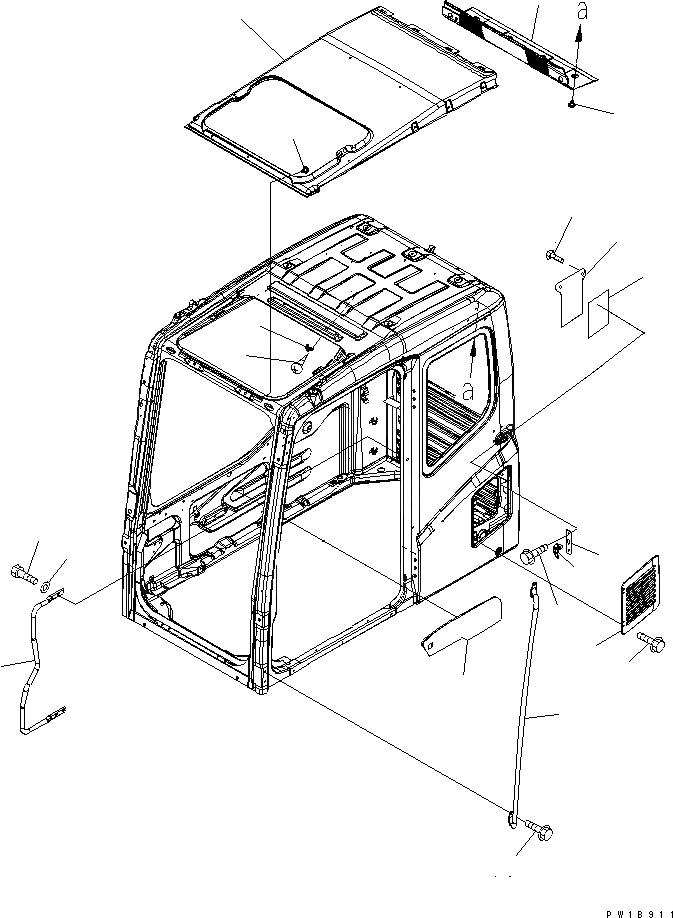 Схема запчастей Komatsu PC200-7 - КАБИНА (АКСЕССУАРЫ)(С ОХЛАДИТЕЛЬ) КАБИНА ОПЕРАТОРА И СИСТЕМА УПРАВЛЕНИЯ