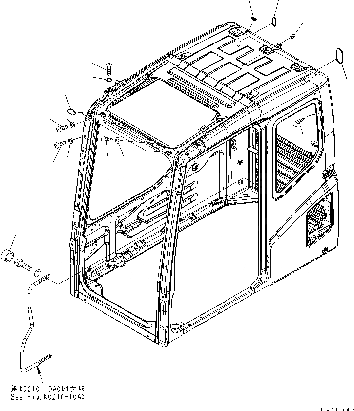 Схема запчастей Komatsu PC200-7 - КАБИНА (БОЛТ)(БЕЗ KOMTRAX) КАБИНА ОПЕРАТОРА И СИСТЕМА УПРАВЛЕНИЯ