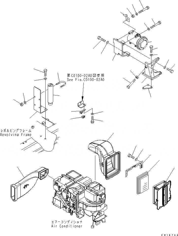 Схема запчастей Komatsu PC200-7 - КОНДИЦ. ВОЗДУХА (ВОЗДУХОВОДЫ) КАБИНА ОПЕРАТОРА И СИСТЕМА УПРАВЛЕНИЯ