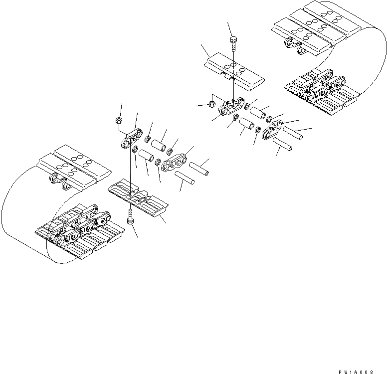 Схема запчастей Komatsu PC200-7 - ГУСЕНИЦЫ ()(MM ШИР.)(PC-7-W) НИЖН.CARRIAGE