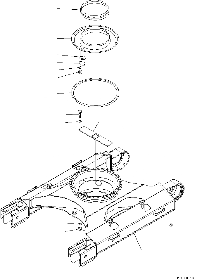Схема запчастей Komatsu PC200-7 - ГУСЕНИЧНАЯ РАМА (С КРЫШКОЙ)(PC-7-W) НИЖН.CARRIAGE