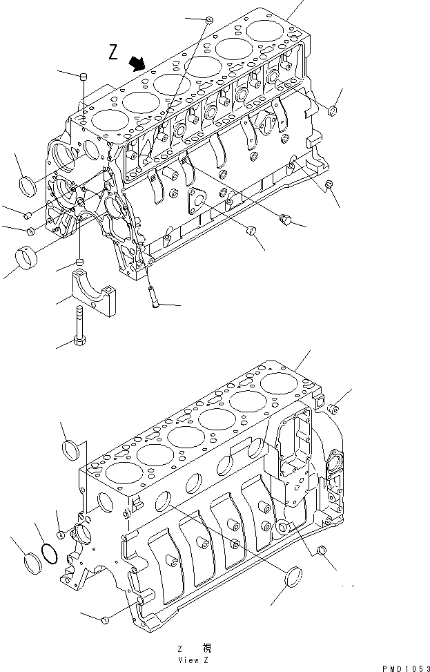 Схема запчастей Komatsu S6D102E-1C-Z - БЛОК ЦИЛИНДРОВ(№99-7) ДВИГАТЕЛЬ
