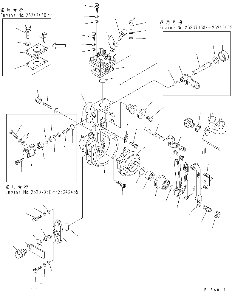 Схема запчастей Komatsu S6D102E-1C-Z - ТОПЛ. НАСОС (РЕГУЛЯТОР) (/) (ДЛЯ ГИДРАВЛ УПРАВЛ-Е   СИСТЕМА) (ВНУТР. ЧАСТИ)(№7-) ДВИГАТЕЛЬ