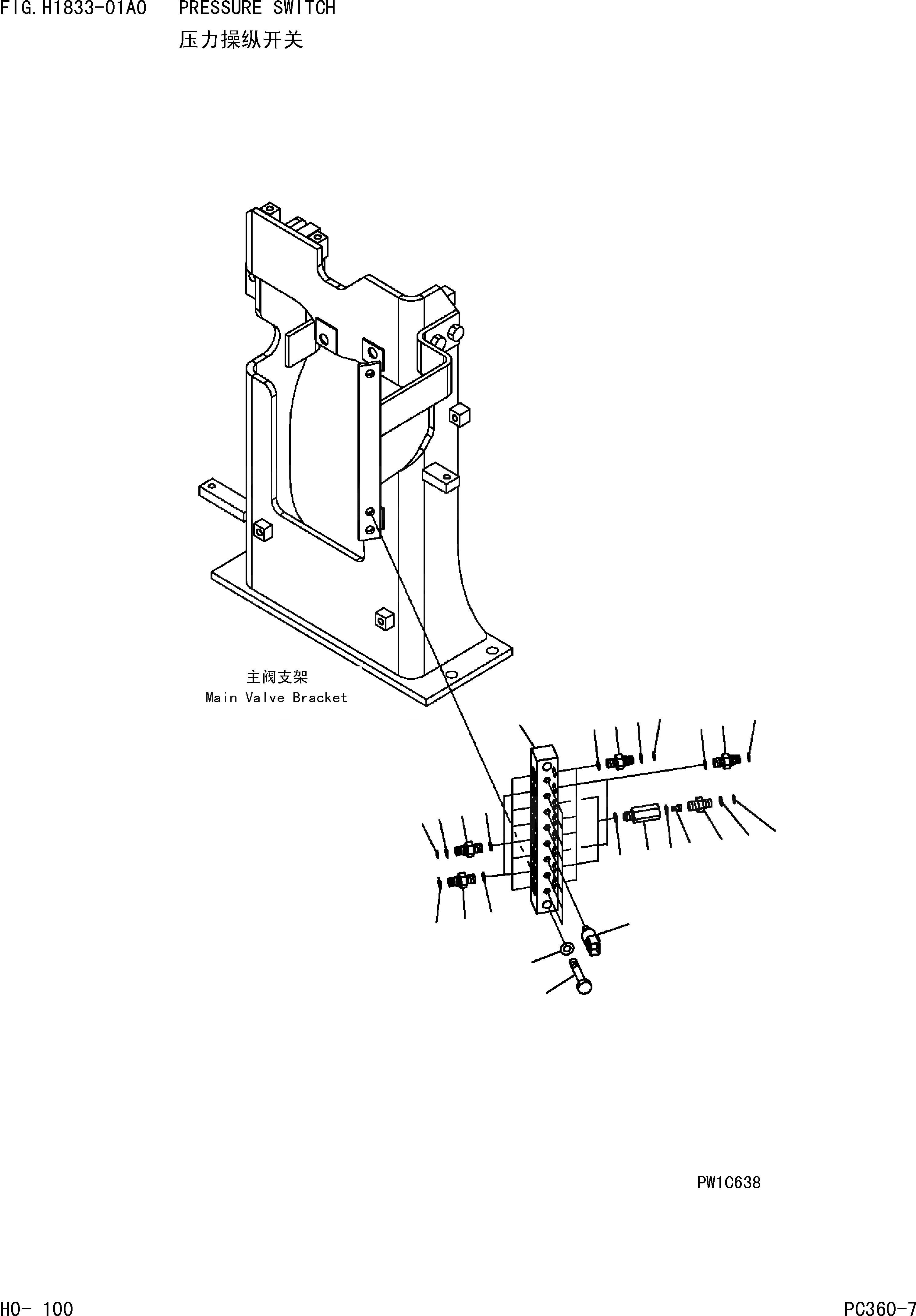 Схема запчастей Komatsu PC360-7 - PRESSURE ПЕРЕКЛЮЧАТЕЛЬ ГИДРАВЛИКА]