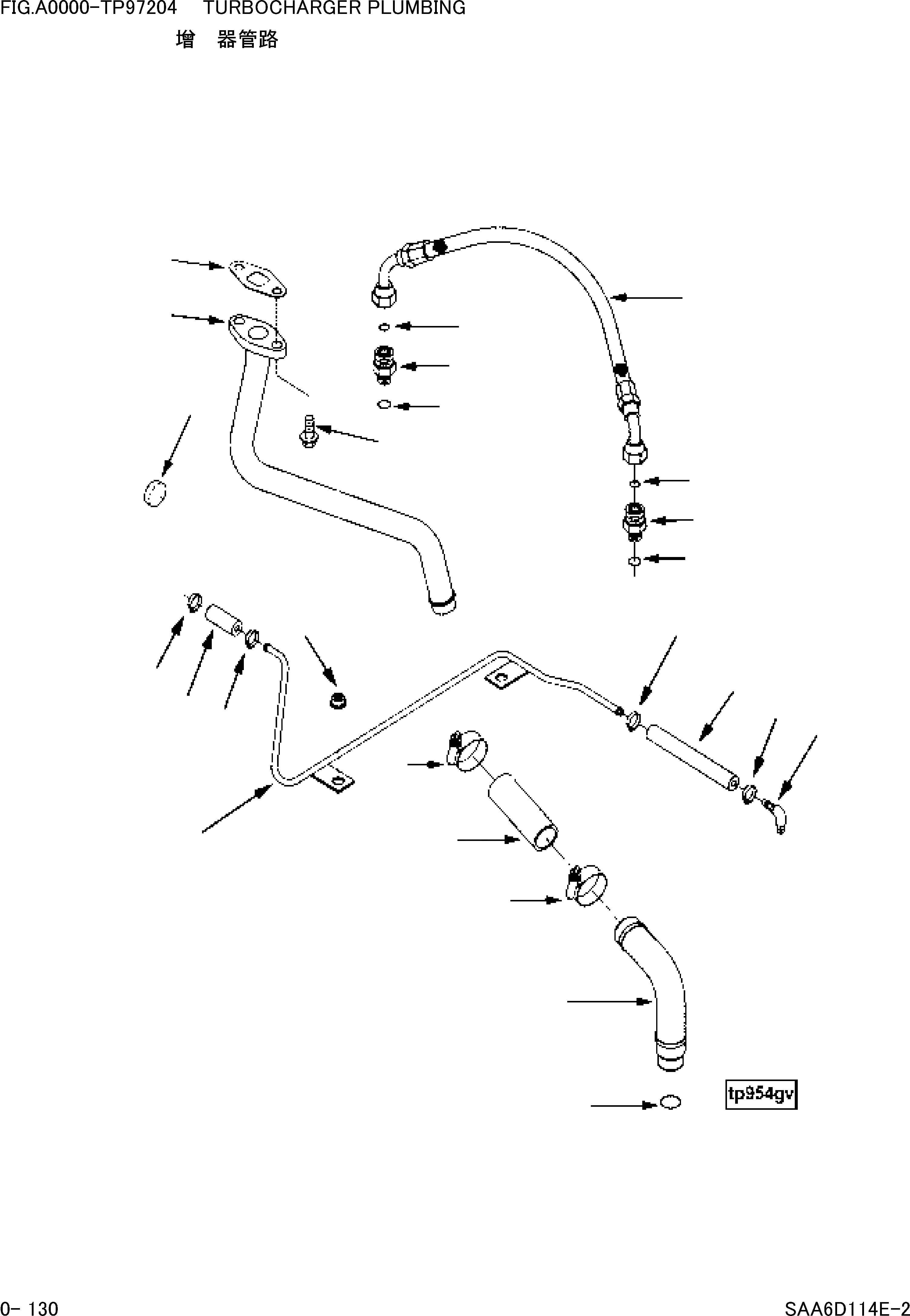 Схема запчастей Komatsu WA380-3 - ТУРБОНАГНЕТАТЕЛЬ ТРУБЫ [ДВИГАТЕЛЬ]