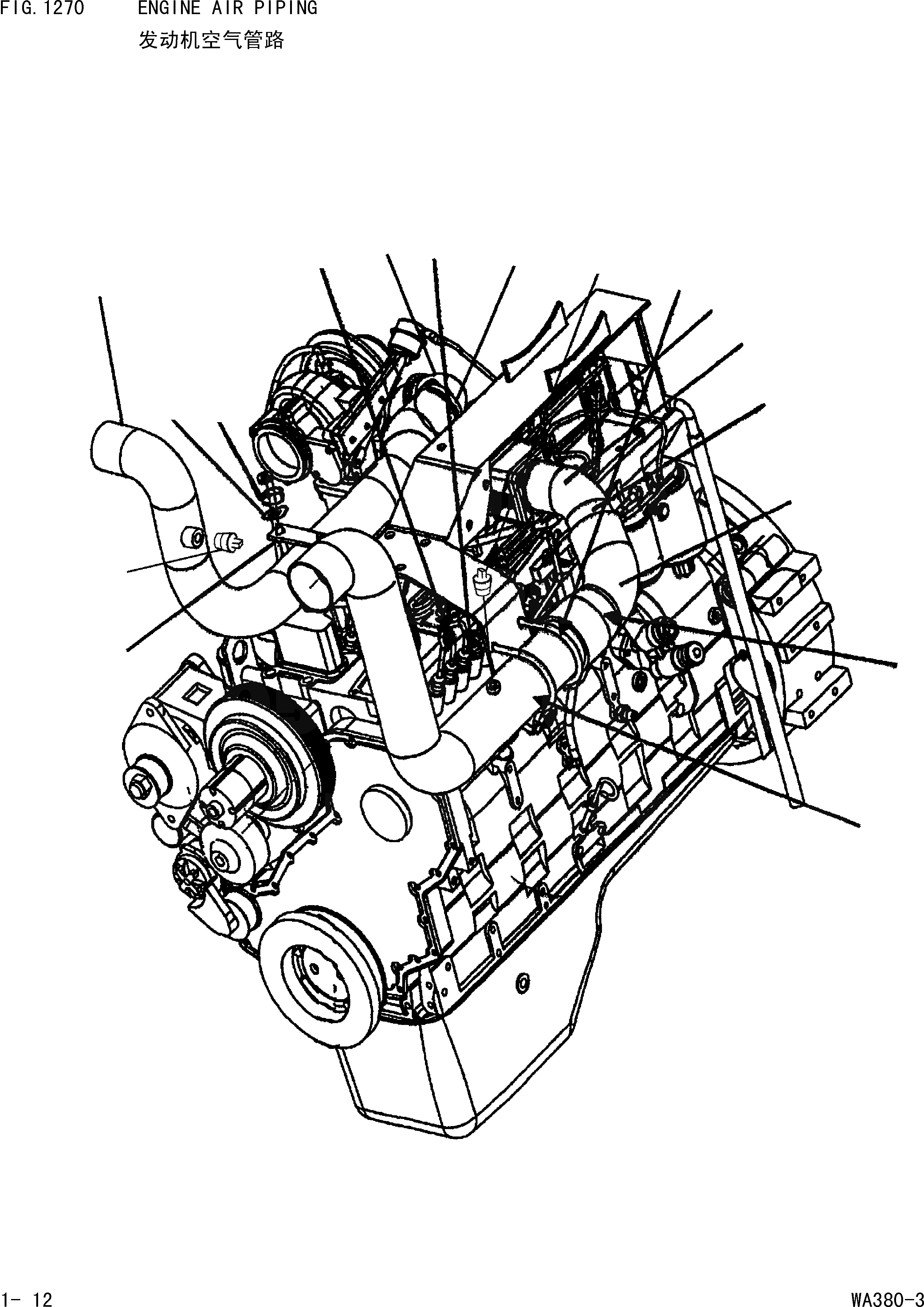 Схема запчастей Komatsu WA380-3 - ВОЗДУхОВОДЫ ДВИГАТЕЛЯ [ДВИГАТЕЛЬ КОМПОНЕНТЫ И ЭЛЕКТРИКА]