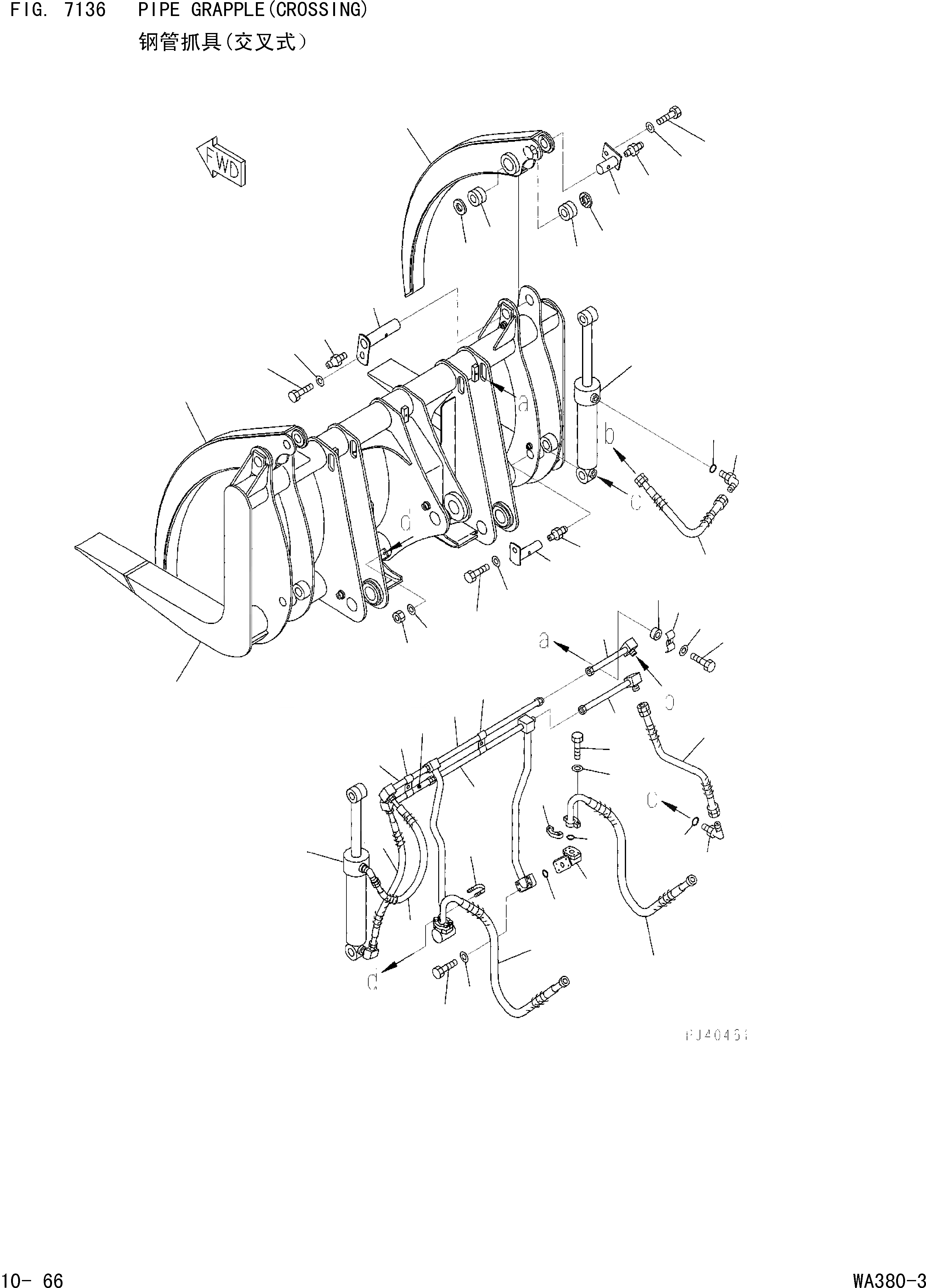 Схема запчастей Komatsu WA380-3 - PIPE ЗАХВАТ(CROSSING) [НАВЕСН.ОБОРУД OPT]