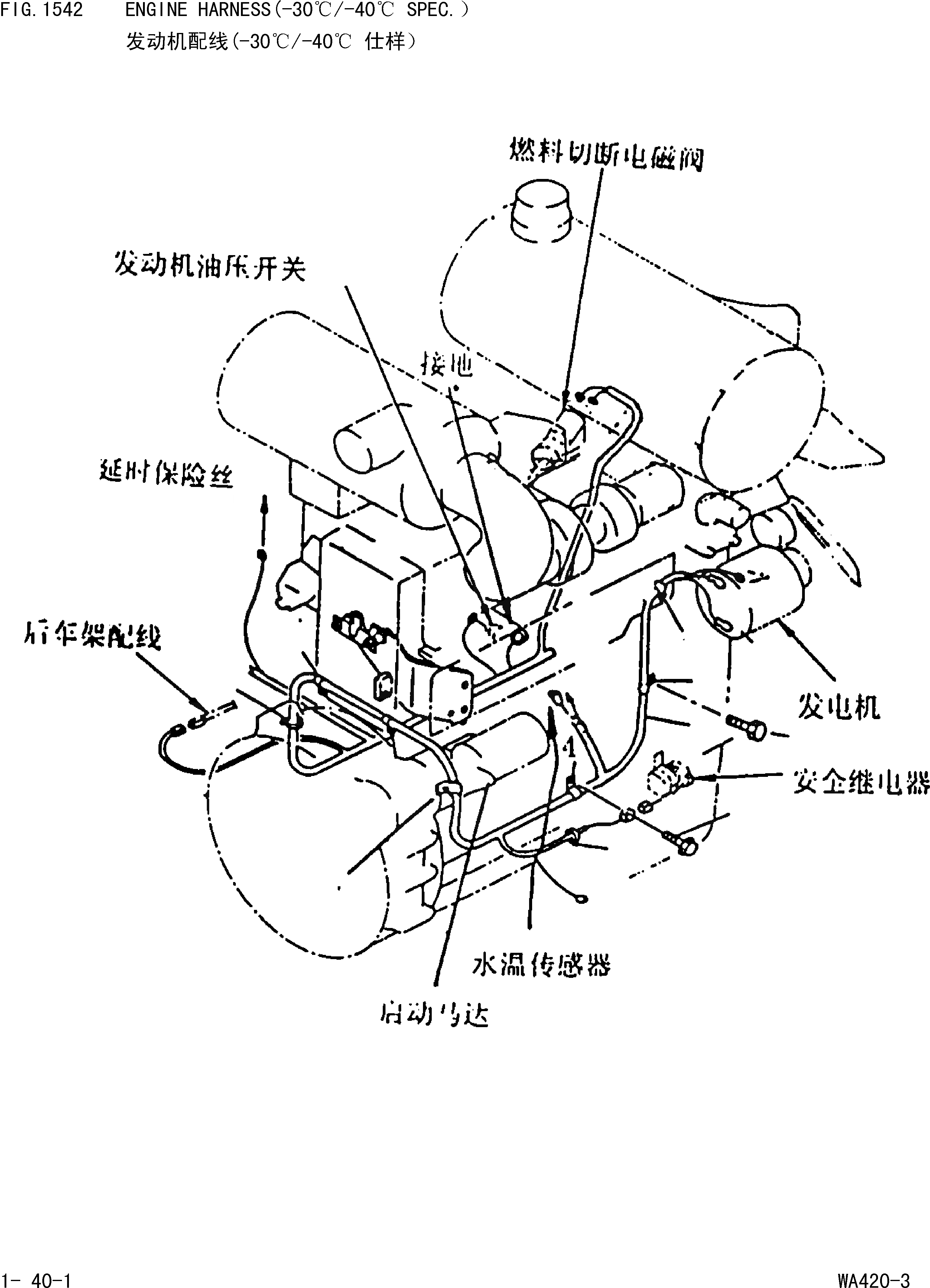 Схема запчастей Komatsu WA420-3 - Э/ПРОВОДКА ДВИГАТЕЛЯ(-CENT./-40С СПЕЦ-Я.) [КОМПОНЕНТЫ ДВИГАТЕЛЯ И ЭЛЕКТРИКА]