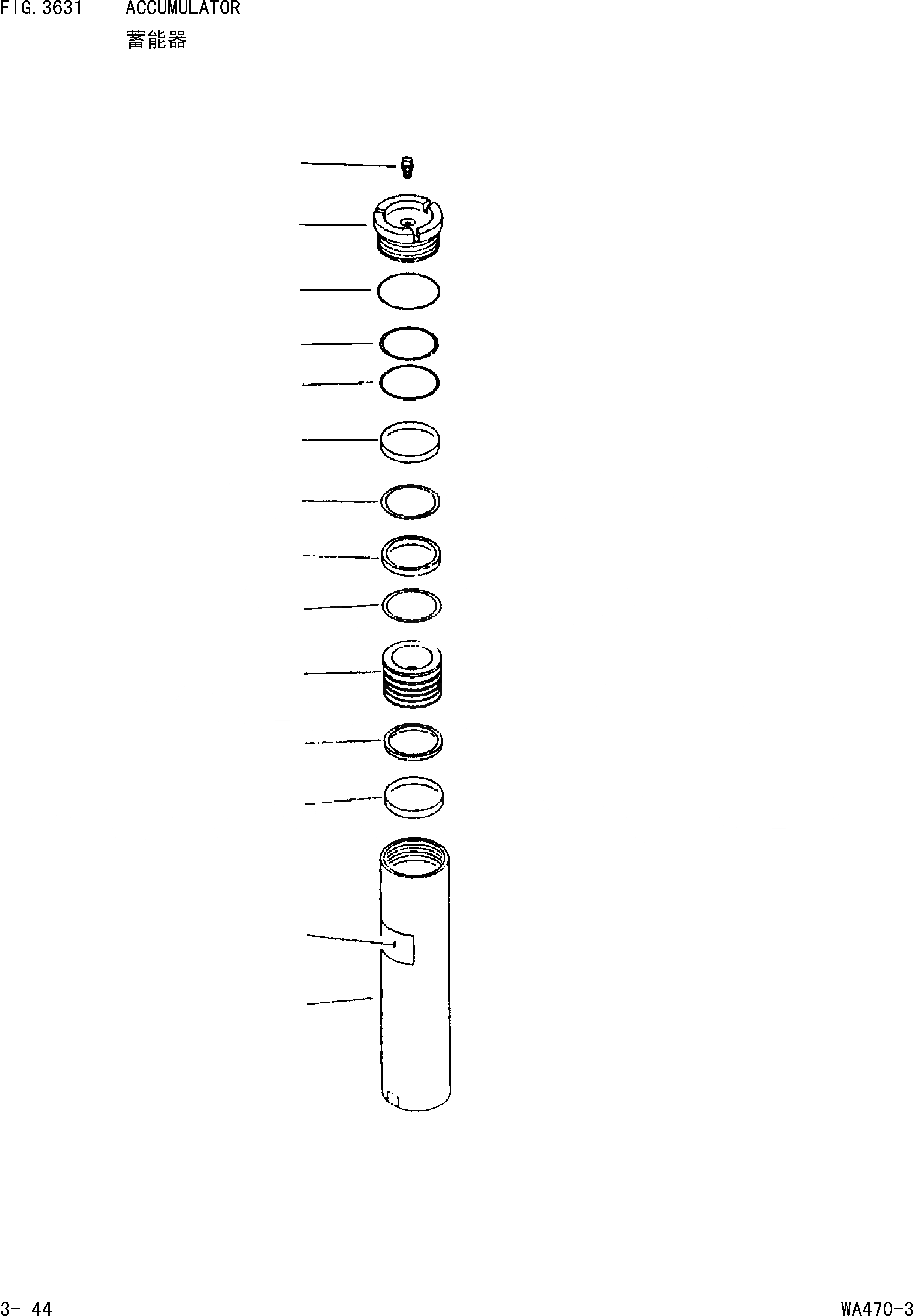 Схема запчастей Komatsu WA470-3 - АККУМУЛЯТОР [ВЕДУЩ. ВАЛ,ДИФФЕРЕНЦ. И КОЛЕСН. ТОРМОЗ]