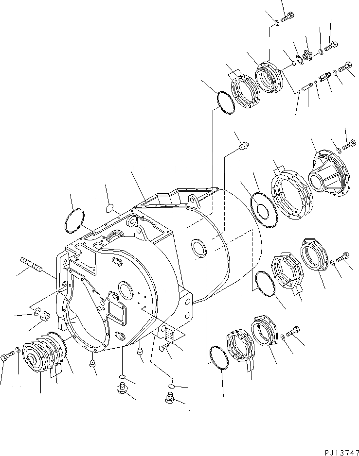 Схема запчастей Komatsu D135A-2 - КОРПУС ТЯГОВОЙ ЛЕБЕДКИ (/) РАБОЧЕЕ ОБОРУДОВАНИЕ