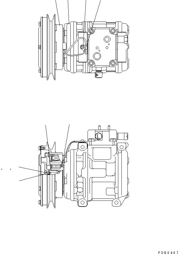Схема запчастей Komatsu D135A-2 - КОМПРЕССОР(№8-) ЧАСТИ КОРПУСА