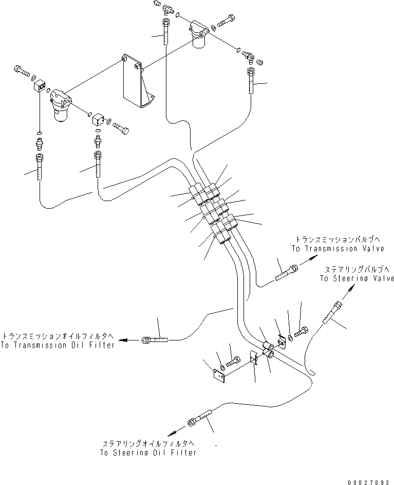 Схема запчастей Komatsu D155A-2A - ДОПОЛН. ФИЛЬТР. ТРУБЫ СИЛОВАЯ ПЕРЕДАЧА И КОНЕЧНАЯ ПЕРЕДАЧА