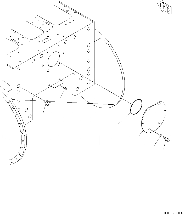 Схема запчастей Komatsu D155A-2A - РУЛЕВ. УПРАВЛЕНИЕ ЗАДН. КРЫШКА (БЕЗ РЫХЛИТЕЛЯ) ОСНОВН. РАМА И КОМПОНЕНТЫ
