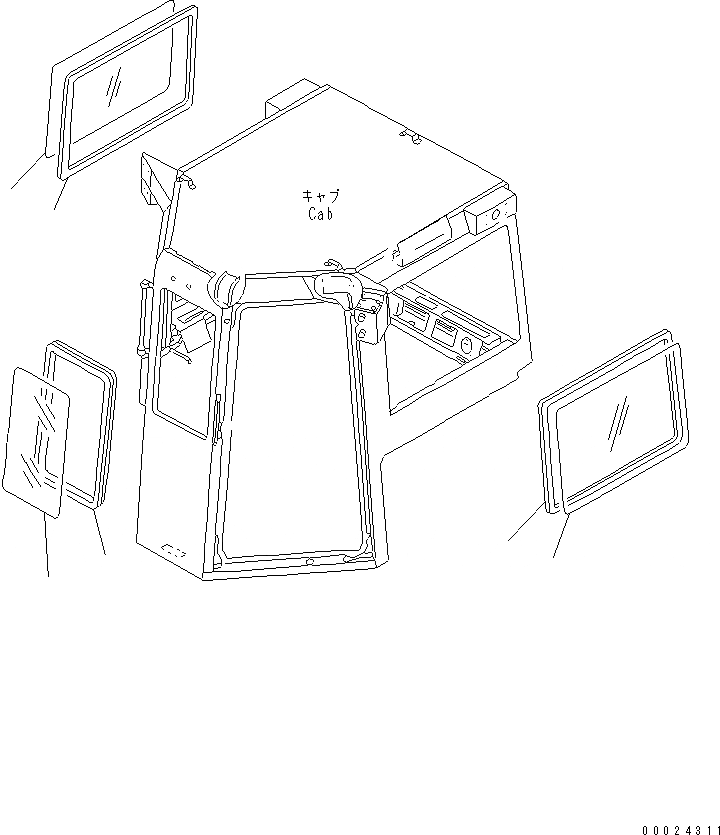Схема запчастей Komatsu D155A-2A - СТАЛЬНАЯ КАБИНА (ПЕРЕДН. ОКНА И БОКОВ. ОКНА) КАБИНА ОПЕРАТОРА И СИСТЕМА УПРАВЛЕНИЯ