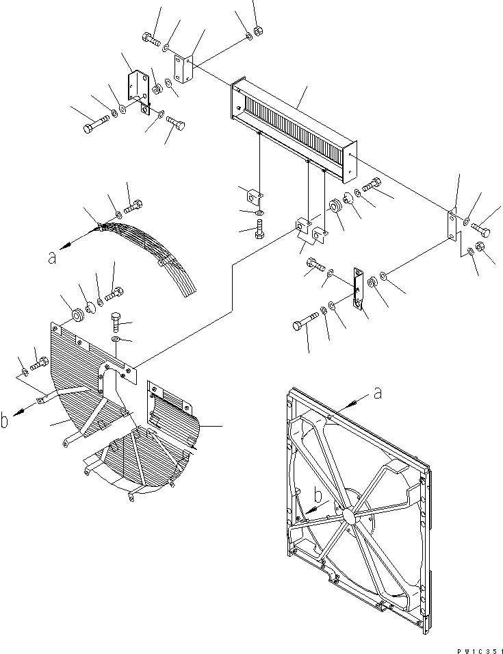 Схема запчастей Komatsu D155A-2A - ЗАЩИТА РАДИАТОРА (NET) ЧАСТИ КОРПУСА